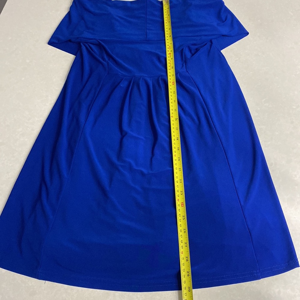 Joseph Ribkoff Royal Blue off shoulder Midi dress , ruffles front size 8 ⭐️⭐️⭐️ - Picture 10 of 12